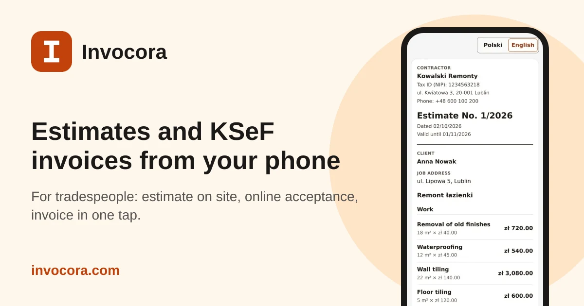 Invocora — estimates and KSeF invoices from your phone